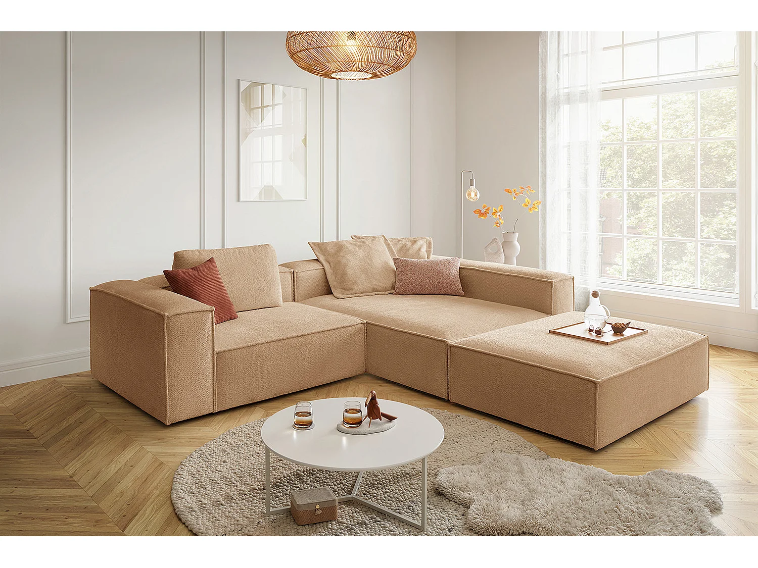 Ecksofa - Braun Flachgewebe - CARMO