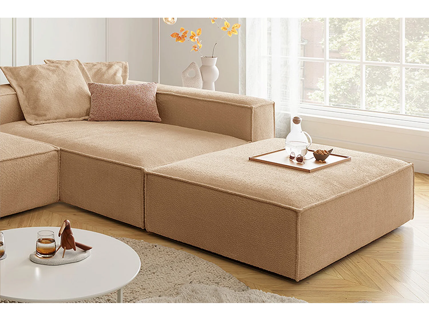 Ecksofa - Braun Flachgewebe - CARMO