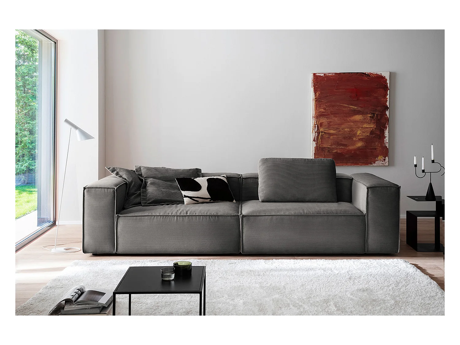 Canapé - anthracite Velours côtelé - CARMO