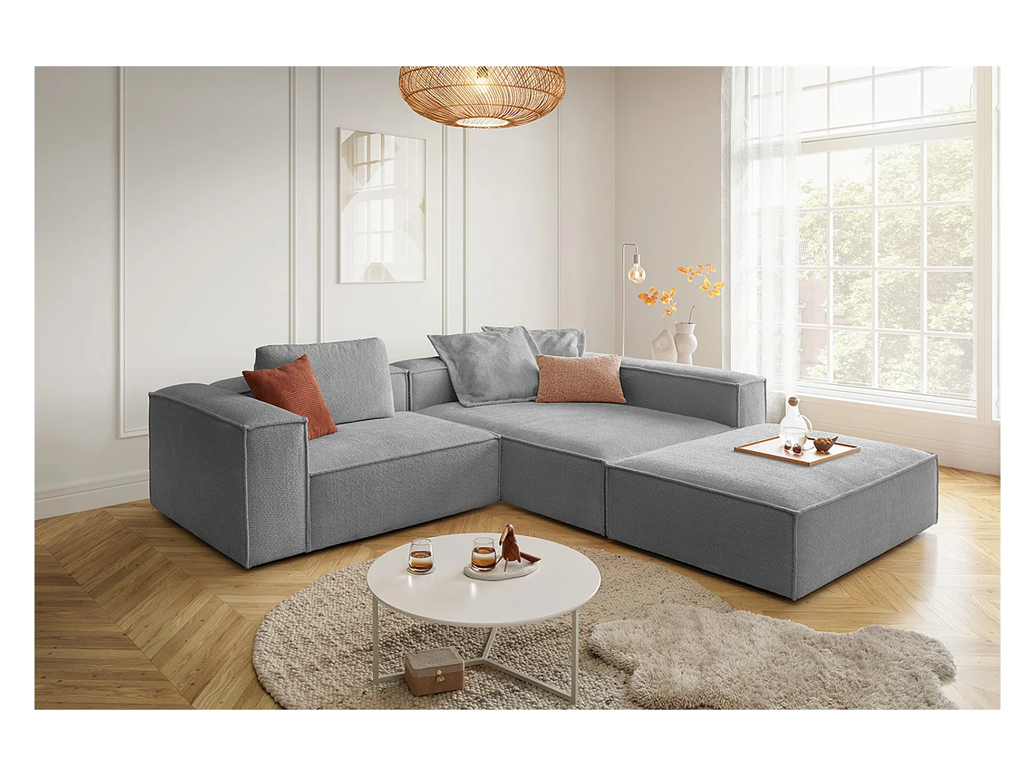 Divano angolare - Grigio tessitura piatta - CARMO