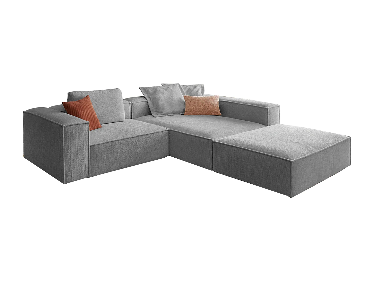 Ecksofa - Grau Flachgewebe - CARMO