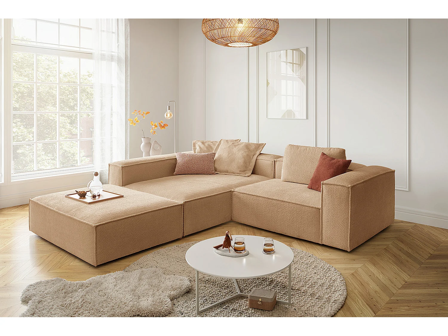 Ecksofa - Braun Flachgewebe - CARMO
