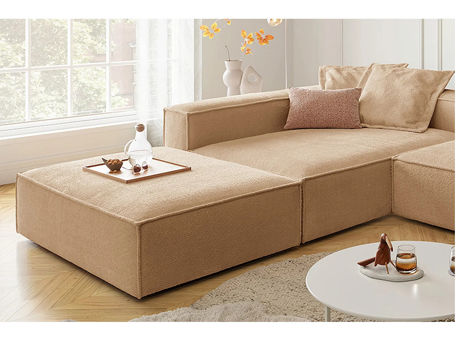 Ecksofa - Braun Flachgewebe - CARMO