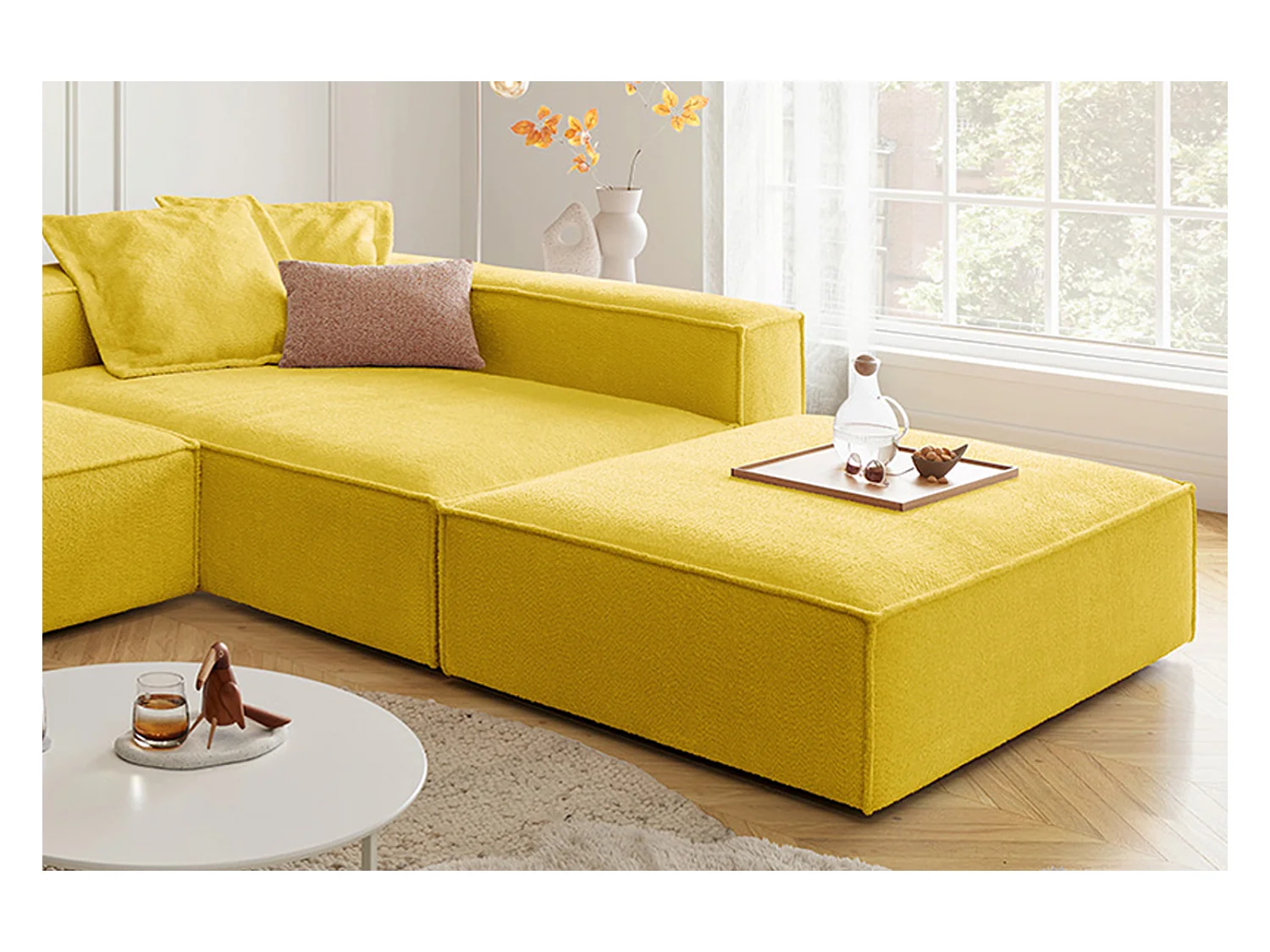 Canapé d'angle - jaune tissage plat - CARMO