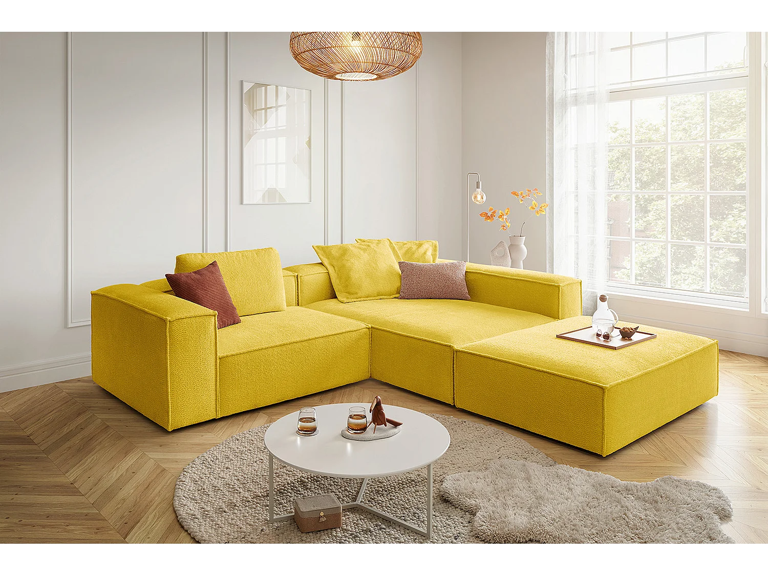 Ecksofa - Gelb Flachgewebe - CARMO