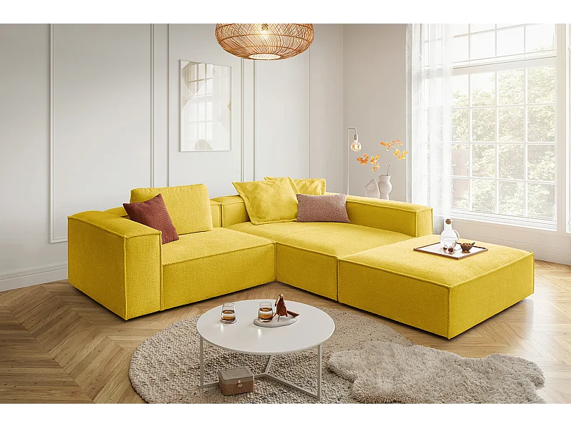 Sofá esquinero - amarillo tejido plano - CARMO