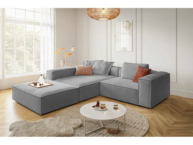Ecksofa - Grau Flachgewebe - CARMO