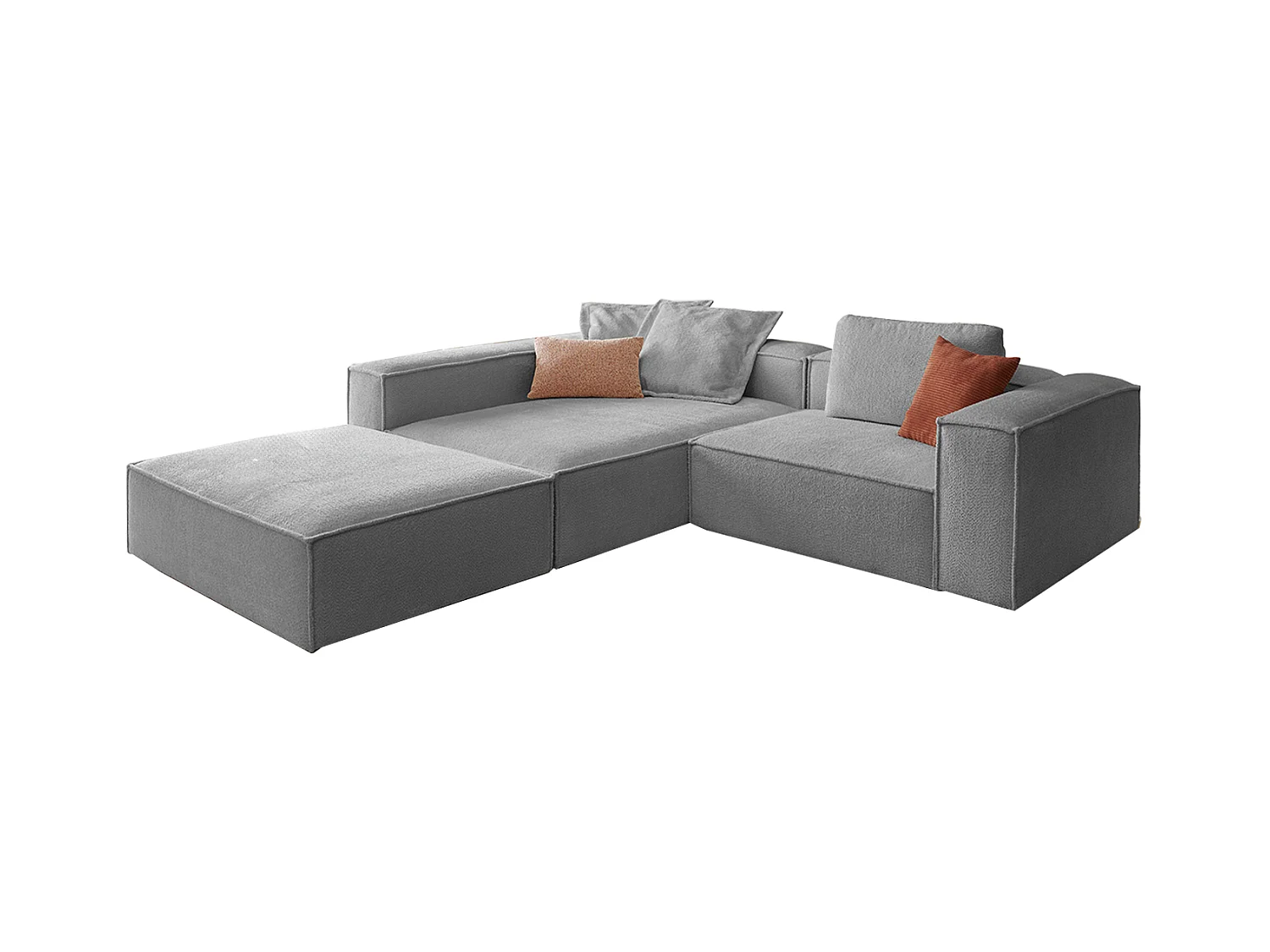 Canapé d'angle - Gris tissage plat - CARMO