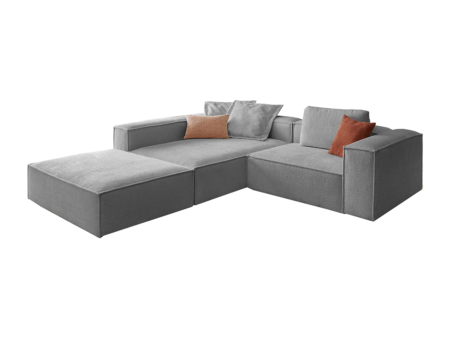Ecksofa - Grau Flachgewebe - CARMO