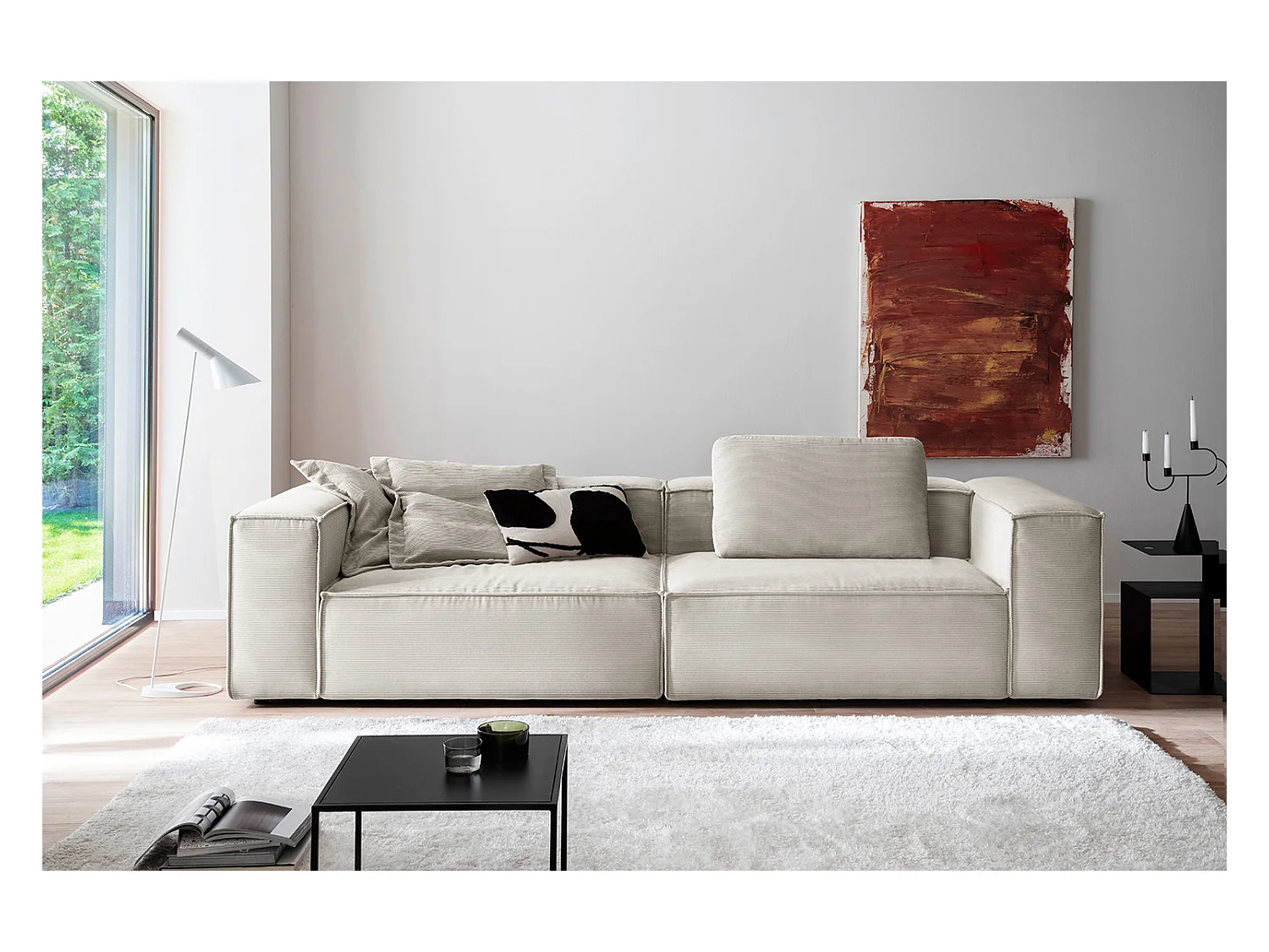 Canapé - argent Velours côtelé - CARMO