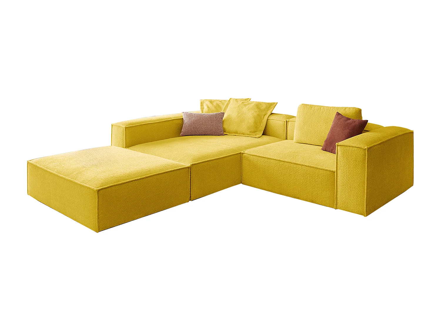 Canapé d'angle - jaune tissage plat - CARMO