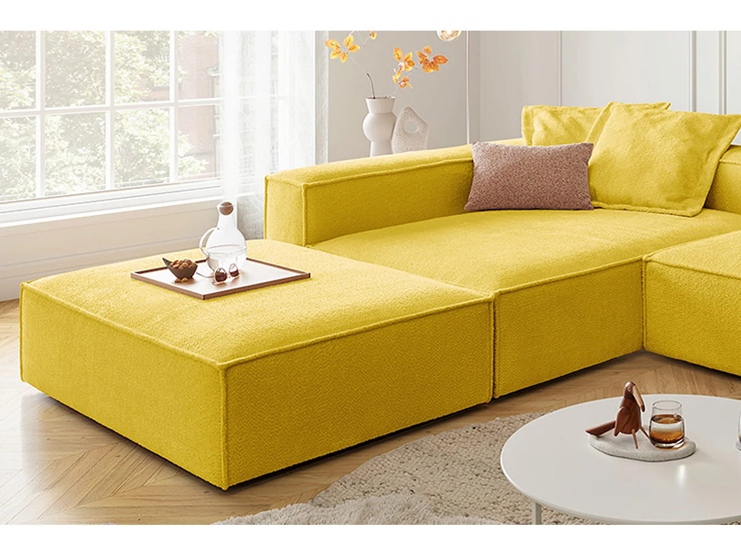 Canapé d'angle - jaune tissage plat - CARMO