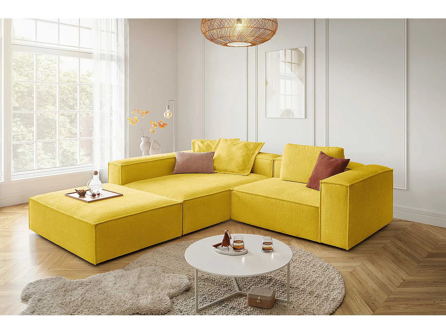 Divano angolare - giallo tessitura piatta - CARMO