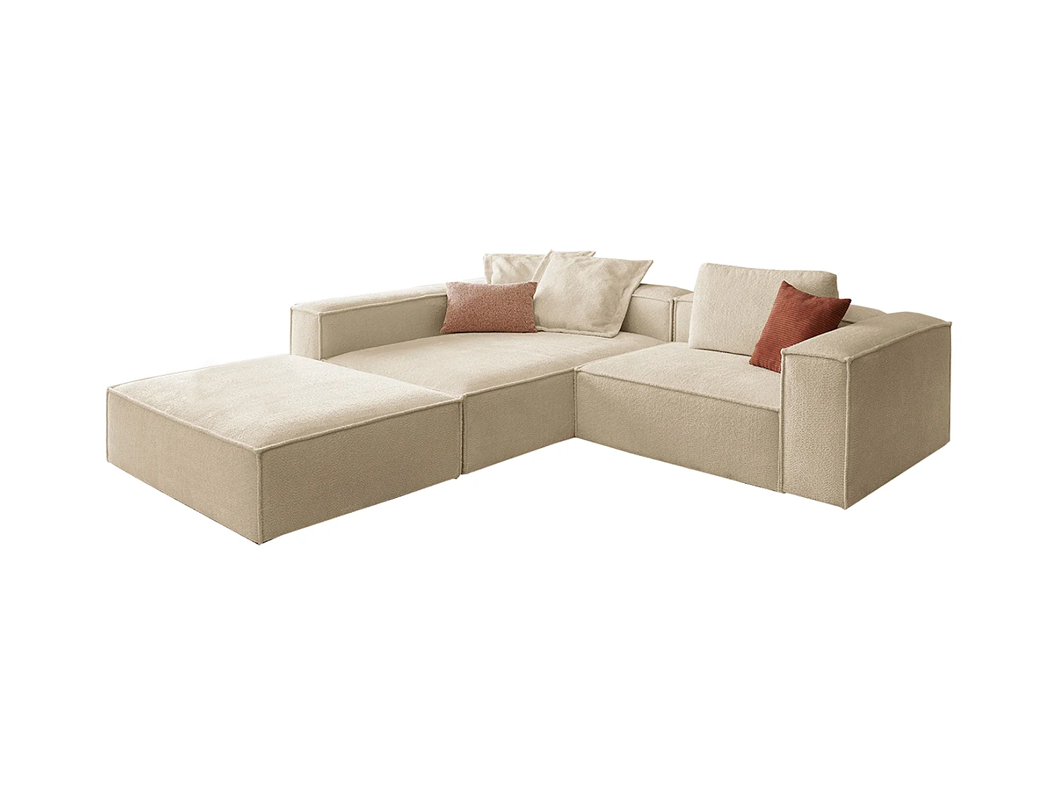 Canapé d'angle - beige tissage plat - CARMO