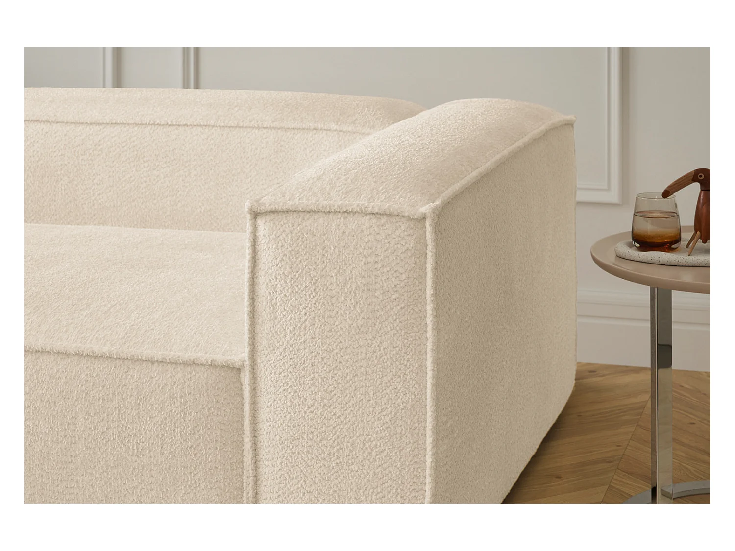 Canapé d'angle - beige tissage plat - CARMO