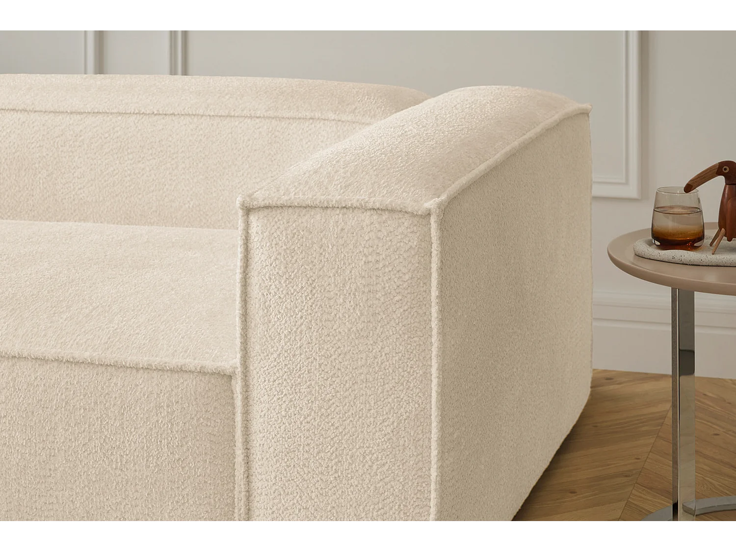 Ecksofa - Beige Flachgewebe - CARMO