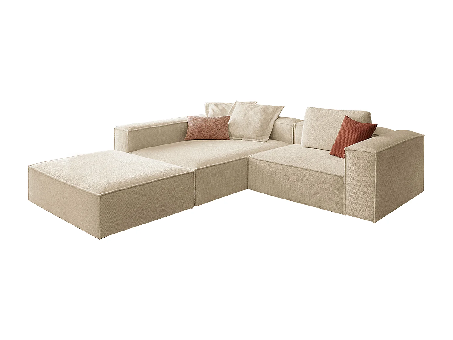 Ecksofa - Beige Flachgewebe - CARMO