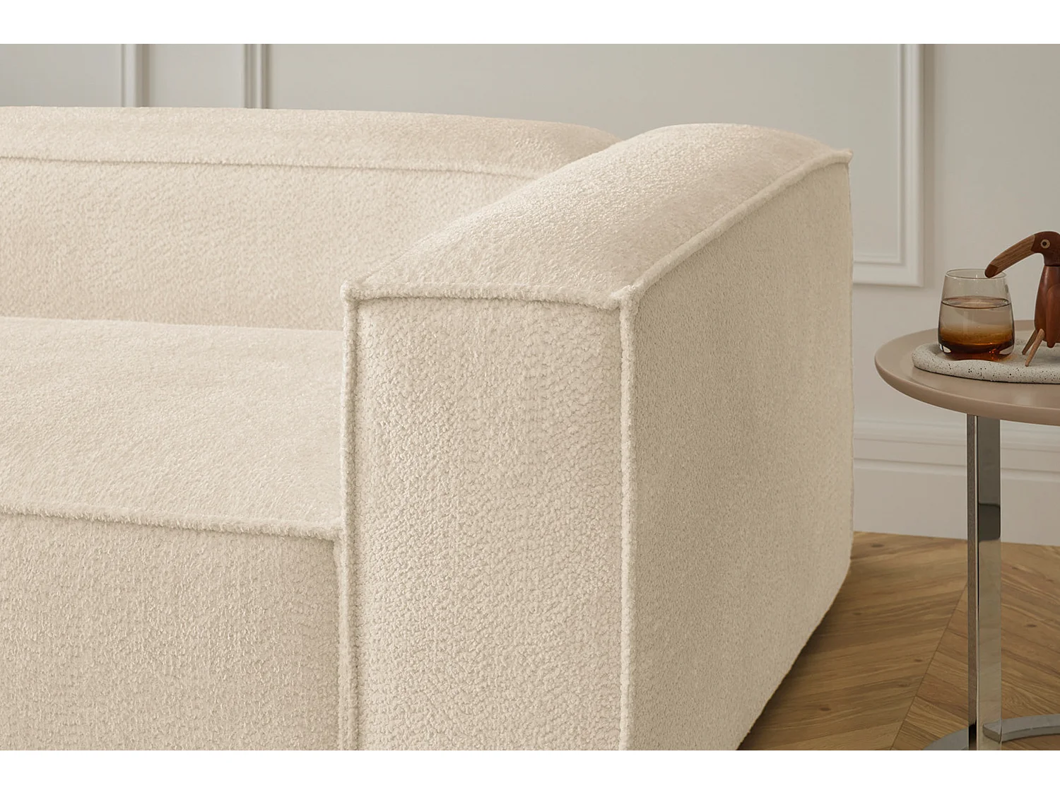 Ecksofa - Beige Flachgewebe - CARMO