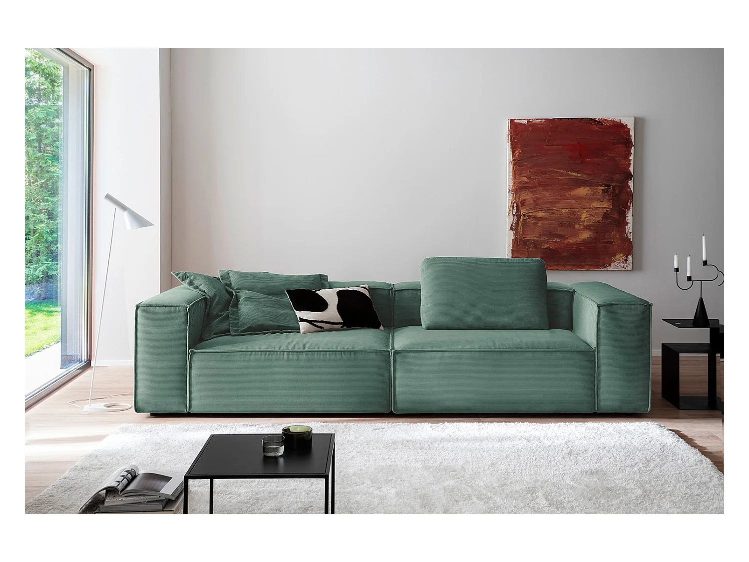 Canapé - vert émeraude Velours côtelé - CARMO