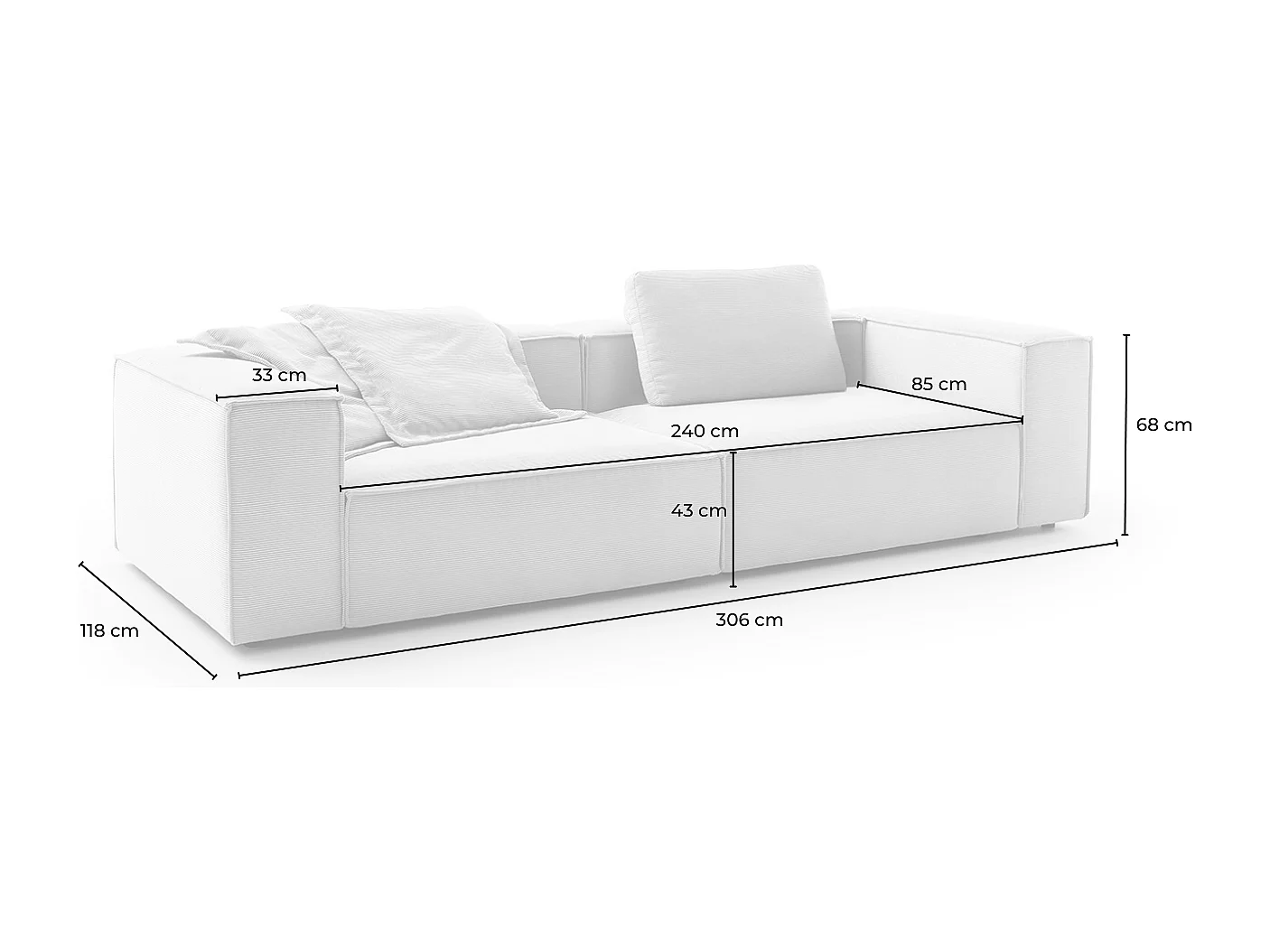 Sofa - Smaragdgrün Cord - CARMO