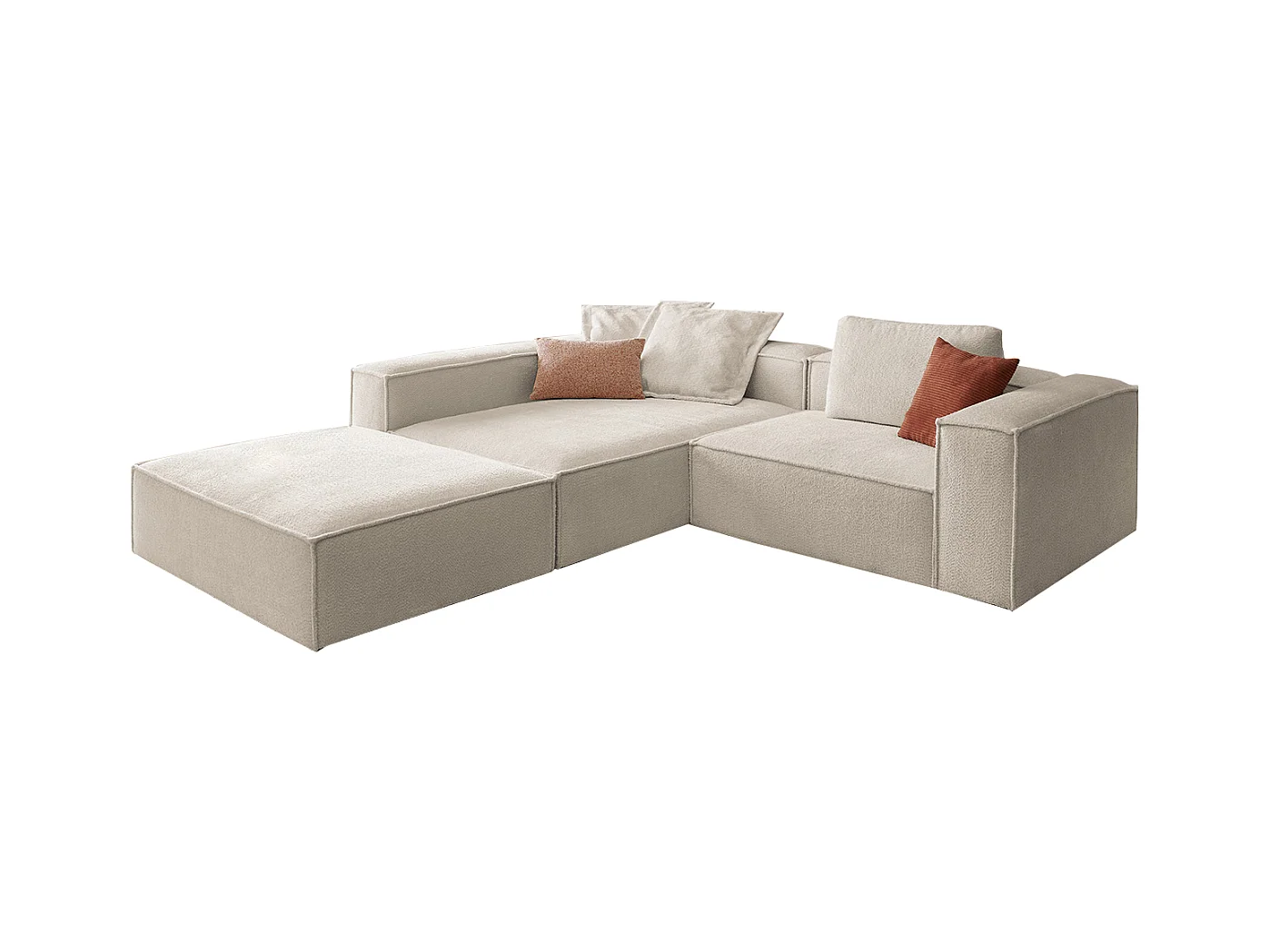 Ecksofa - Weiß Flachgewebe - CARMO