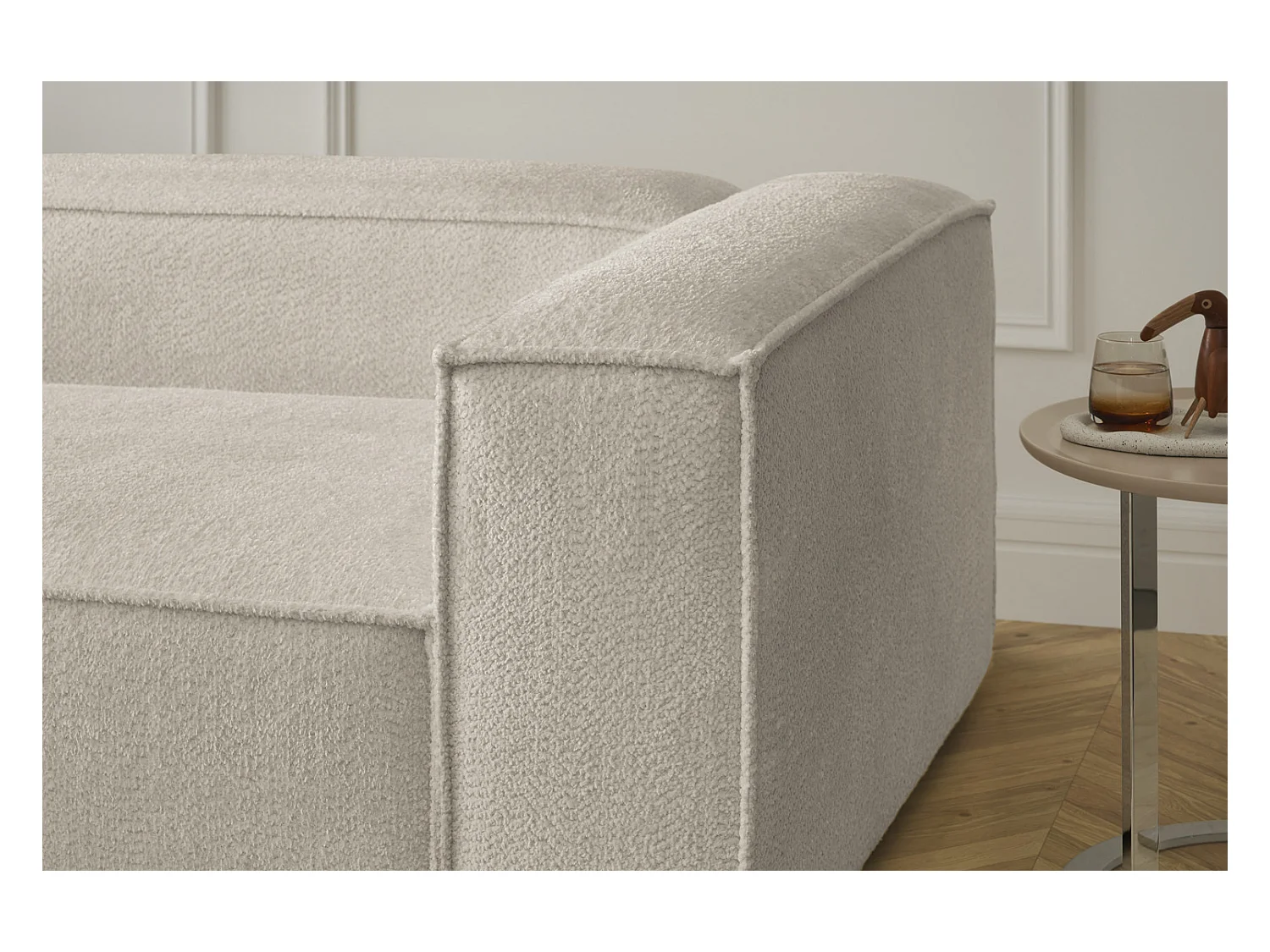 Ecksofa - Weiß Flachgewebe - CARMO