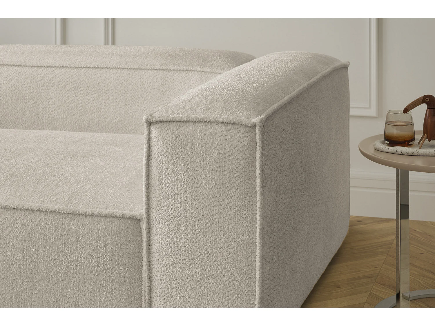 Canapé d'angle - blanc tissage plat - CARMO