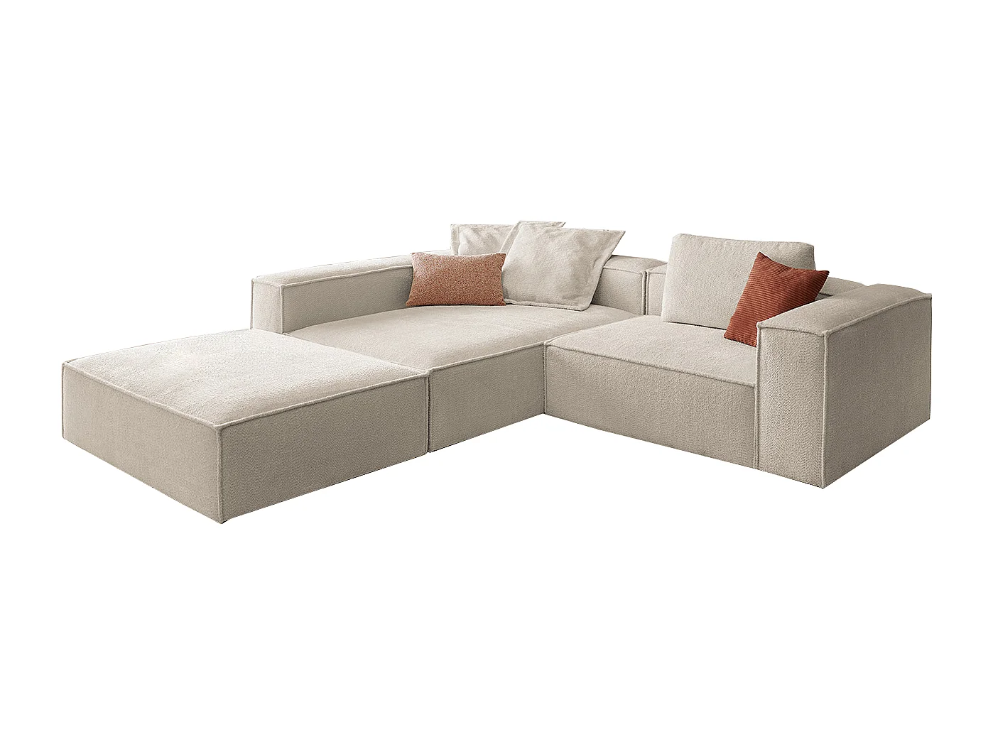 Ecksofa - Weiß Flachgewebe - CARMO