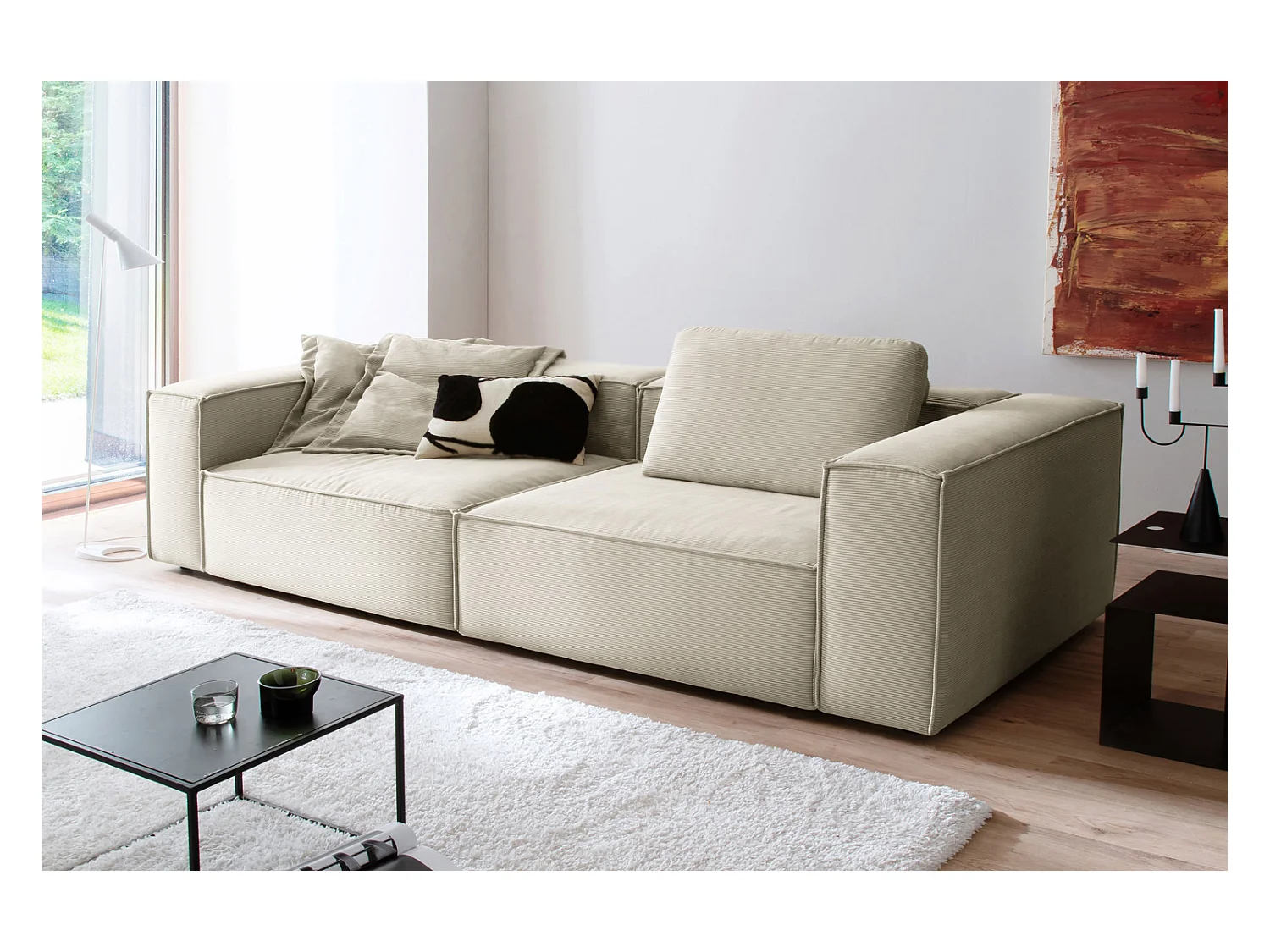 Canapé - blanc Velours côtelé - CARMO