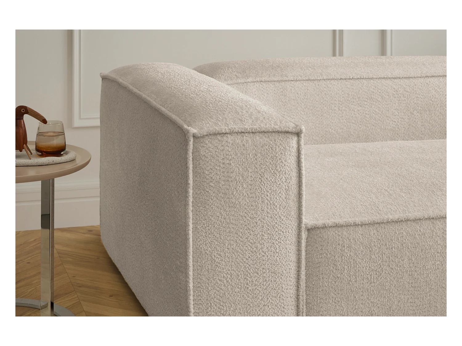 Ecksofa - Weiß Flachgewebe - CARMO