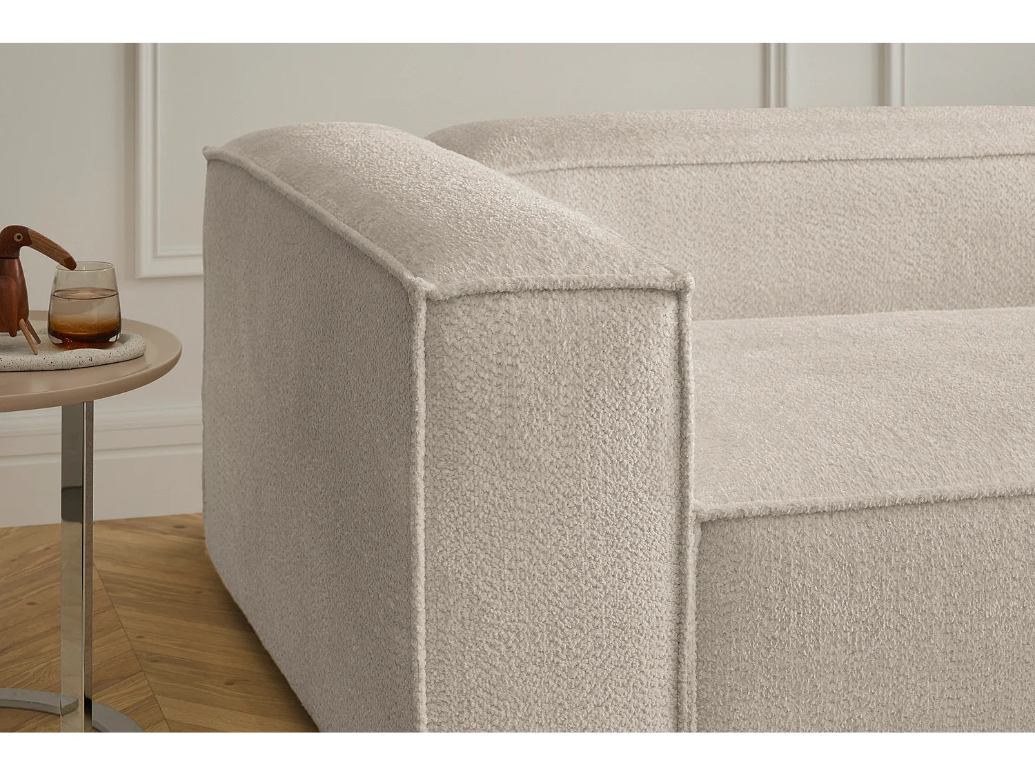 Canapé d'angle - blanc tissage plat - CARMO