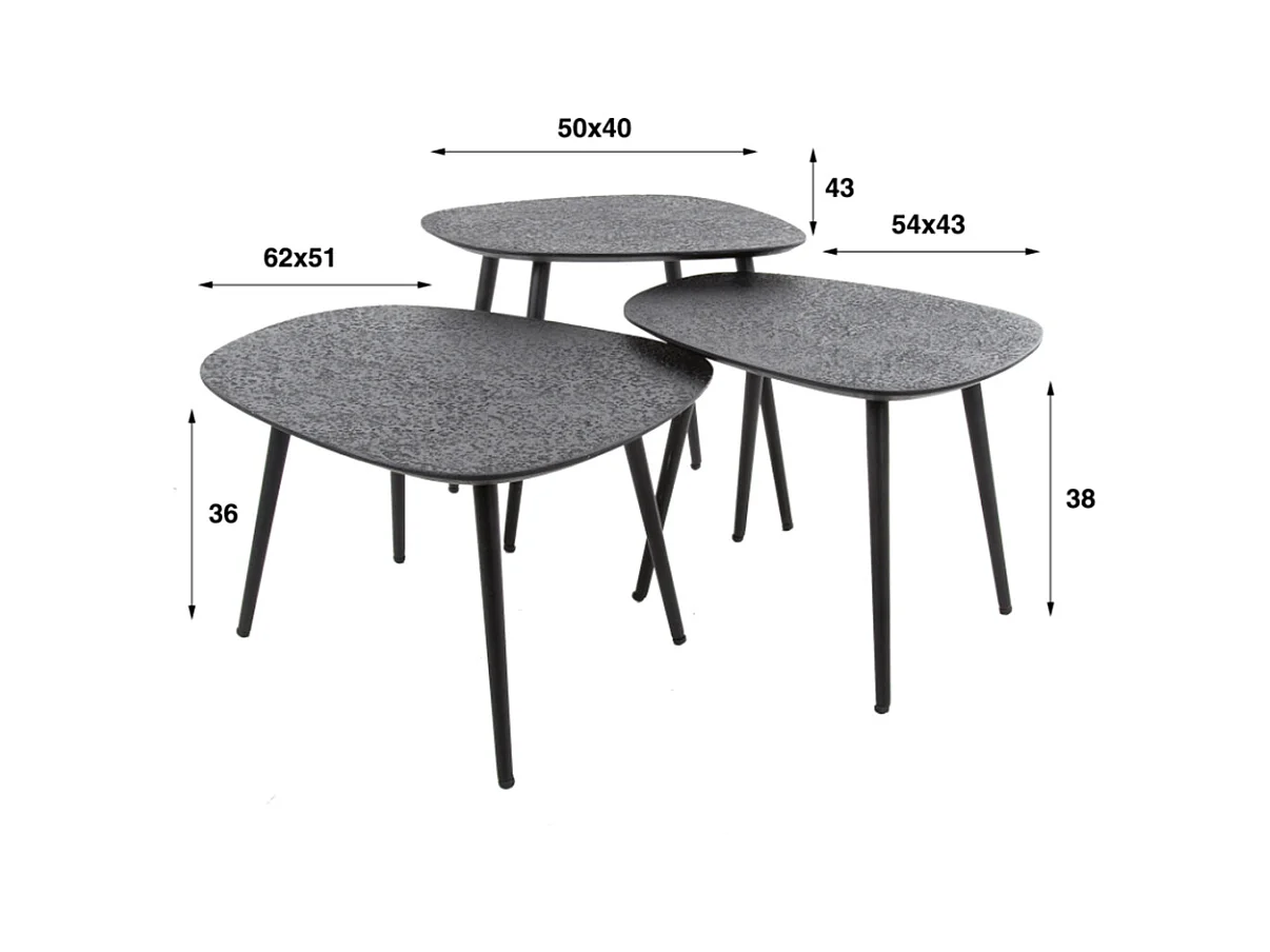 Set - Noir métal - 62 x 51 cm - LAUCA