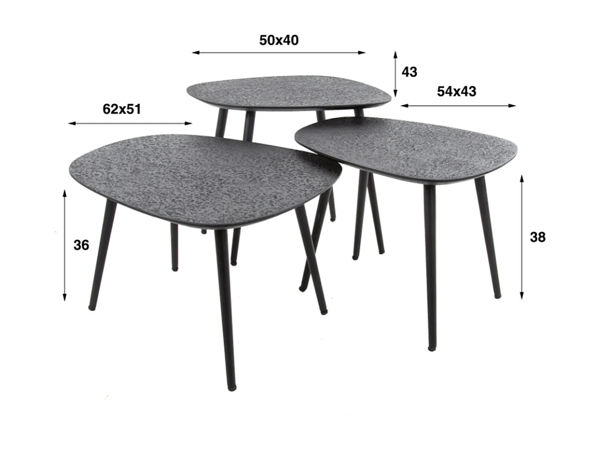 Set - Nero metallo - 62 x 51 cm - LAUCA