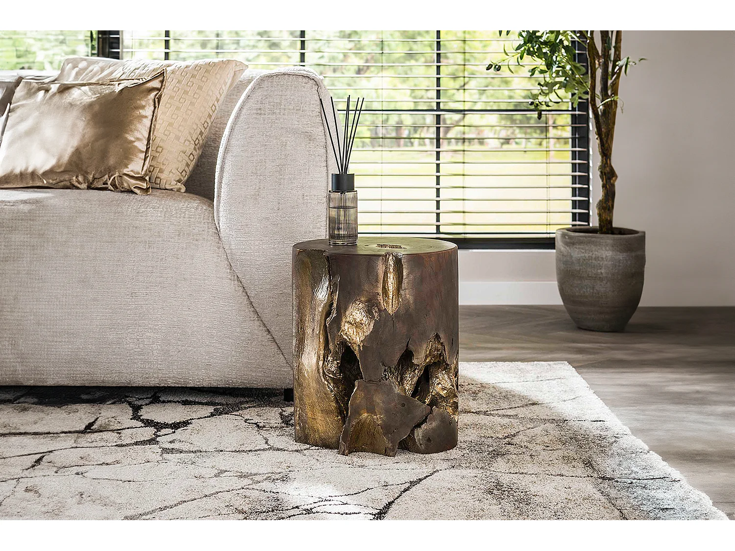 Beistelltisch - Grau Holz - 35 x 35 cm - KURA