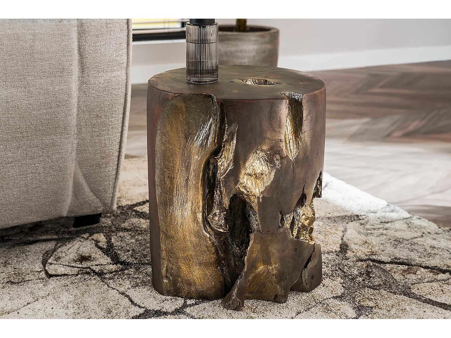 Beistelltisch - Grau Holz - 35 x 35 cm - KURA