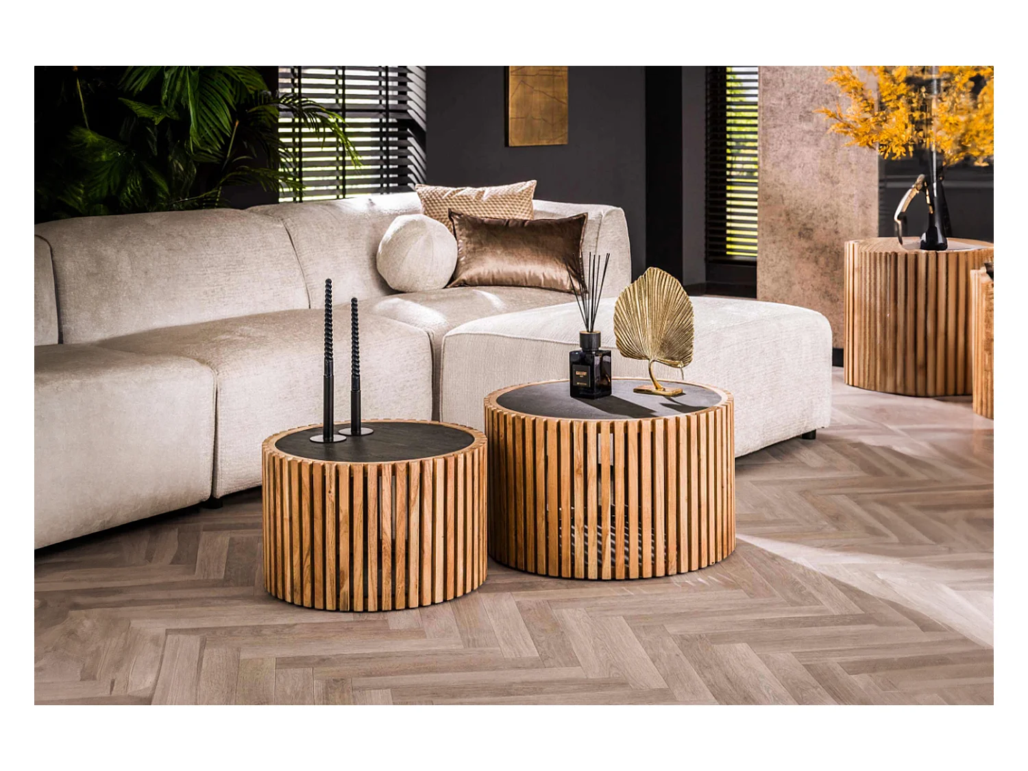 Set - Noir pierre - 68 x 68 cm - PINE