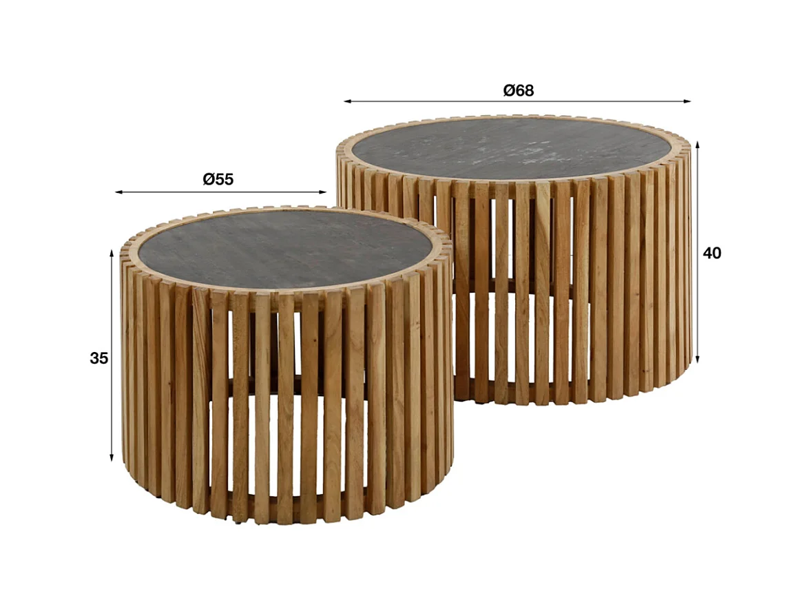Set - Noir pierre - 68 x 68 cm - PINE