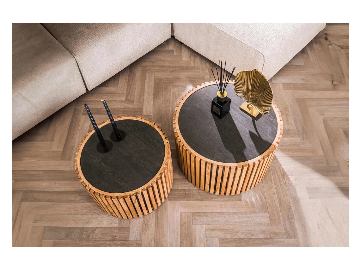 Set - Noir pierre - 68 x 68 cm - PINE