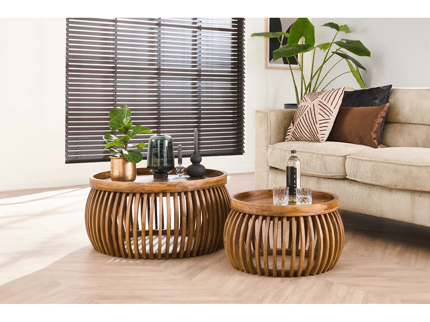 Set - Braun Holz - 78 x 78 cm - LANI