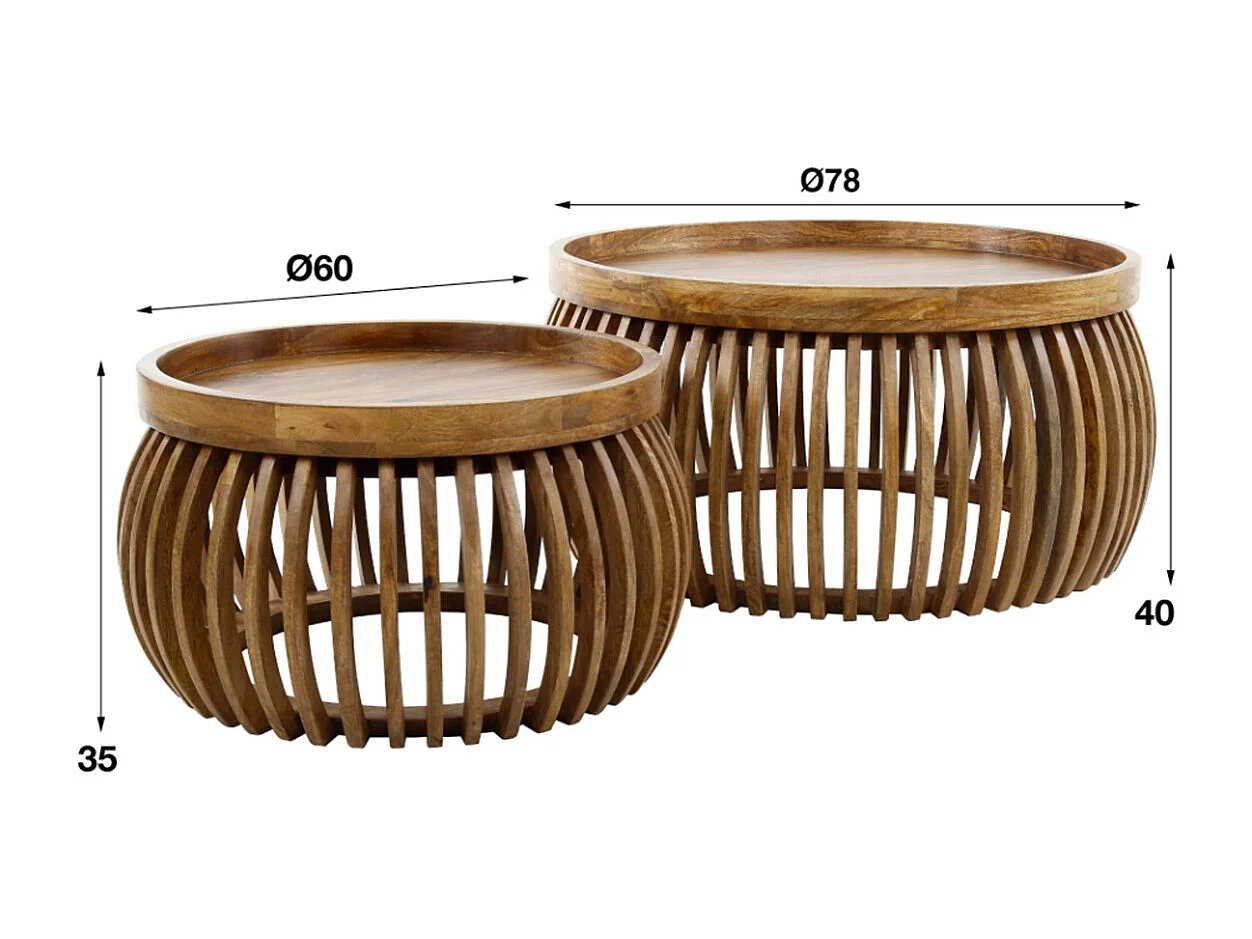 Set - Braun Holz - 78 x 78 cm - LANI