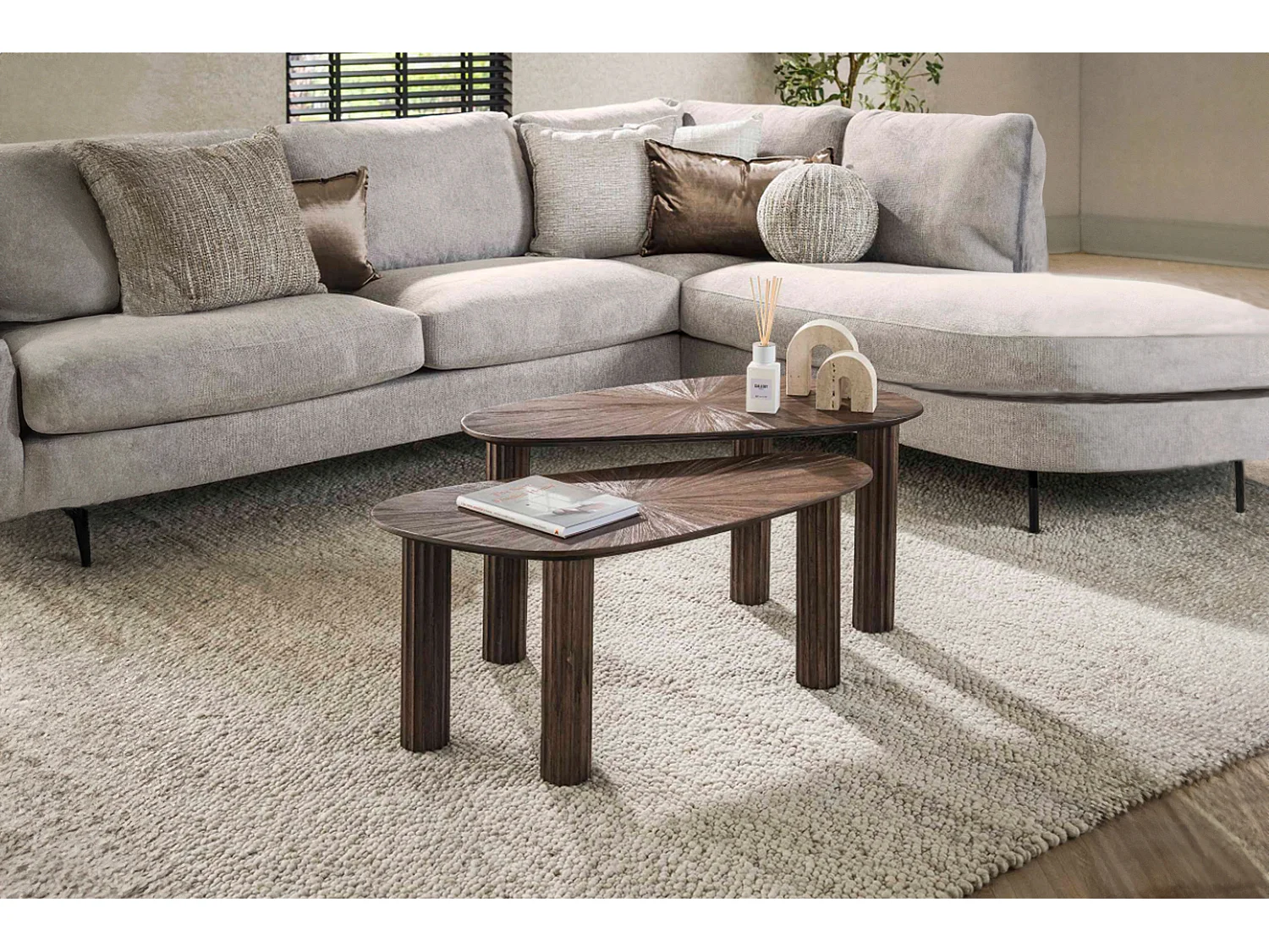 Stel in - Bruin Hout - 84 x 39 cm - INKA