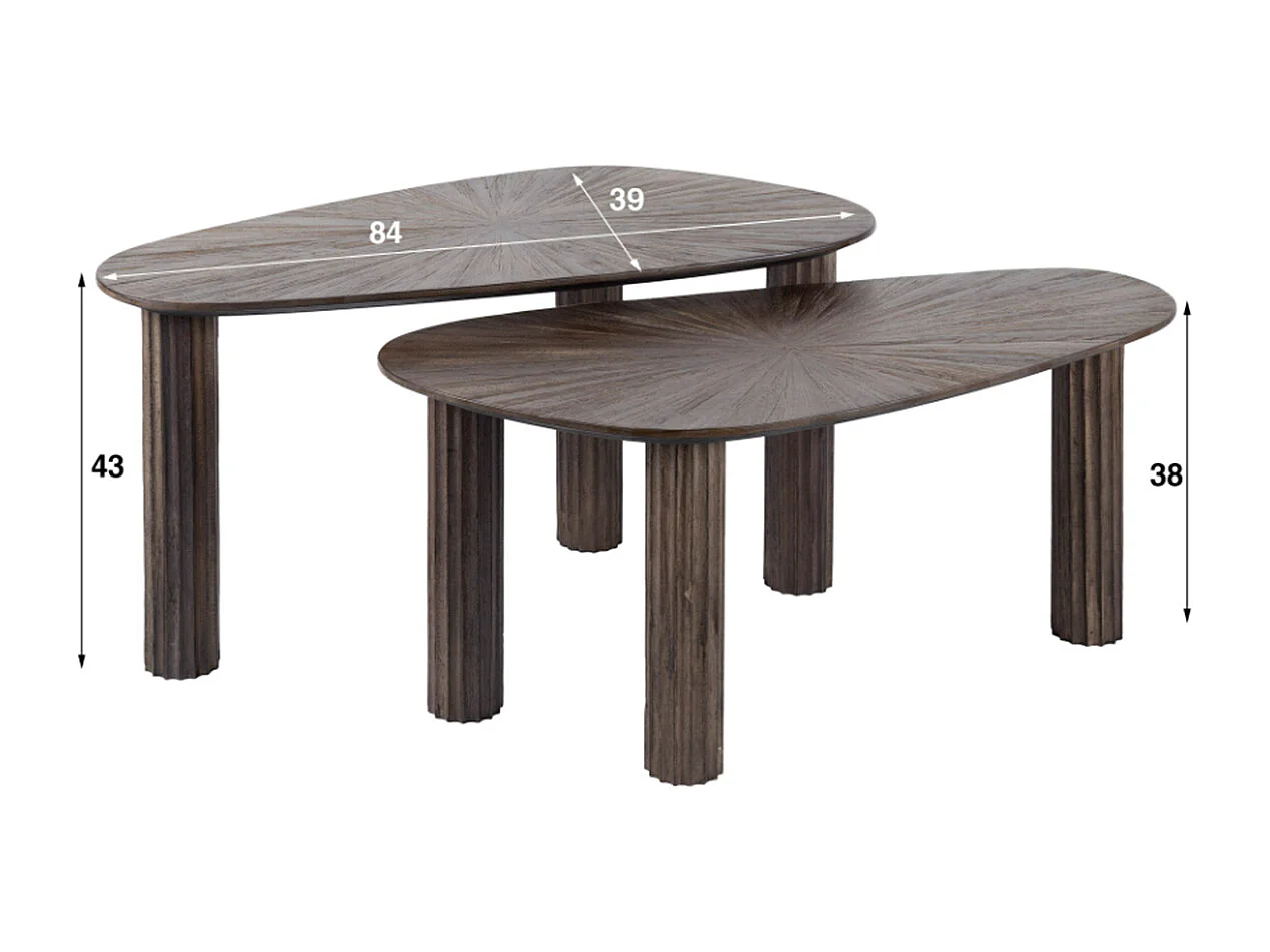 Stel in - Bruin Hout - 84 x 39 cm - INKA