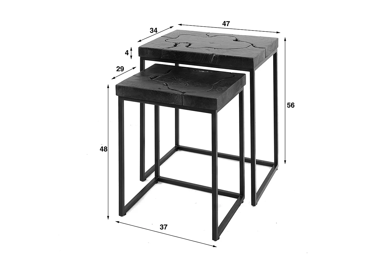 Tavolino - Nero Legno - 47 x 34 cm - ESCADO