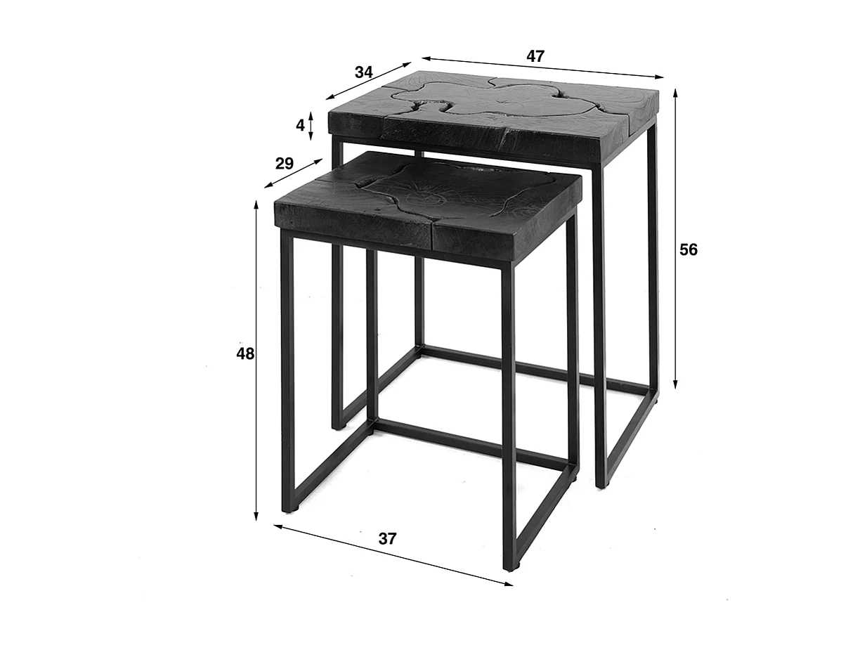 Tavolino - Nero Legno - 47 x 34 cm - ESCADO