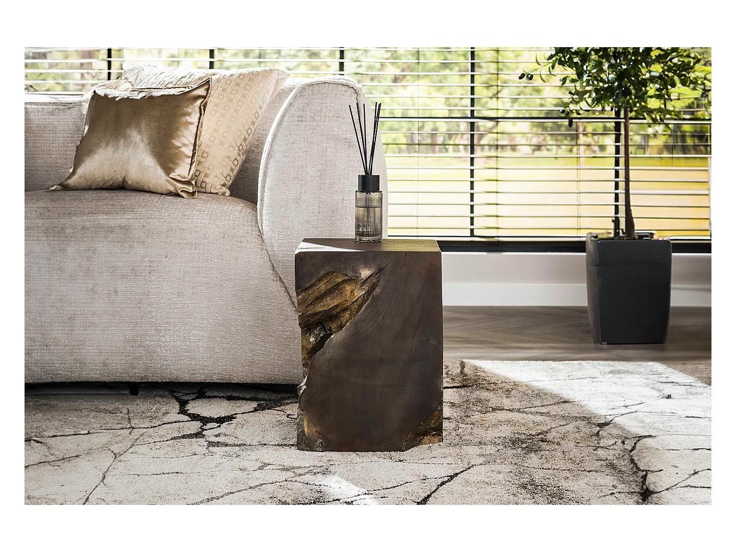 Bijzettafel - Grijs Hout - 30 x 30 cm - KURA