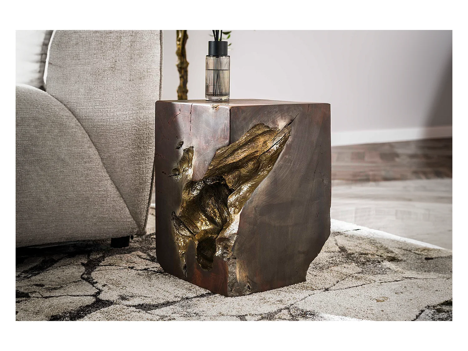 Bijzettafel - Grijs Hout - 30 x 30 cm - KURA