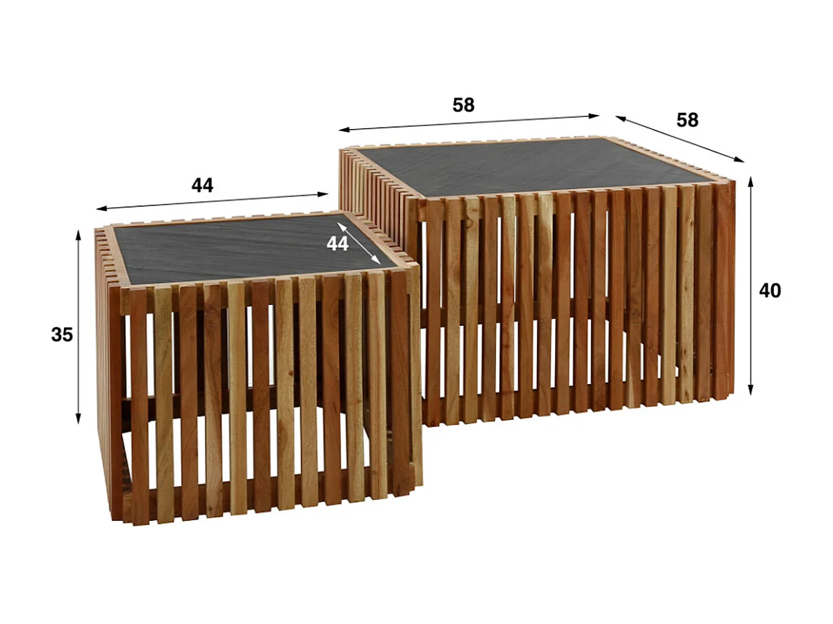 Stel in - Zwart Steen - 58 x 58 cm - INARU