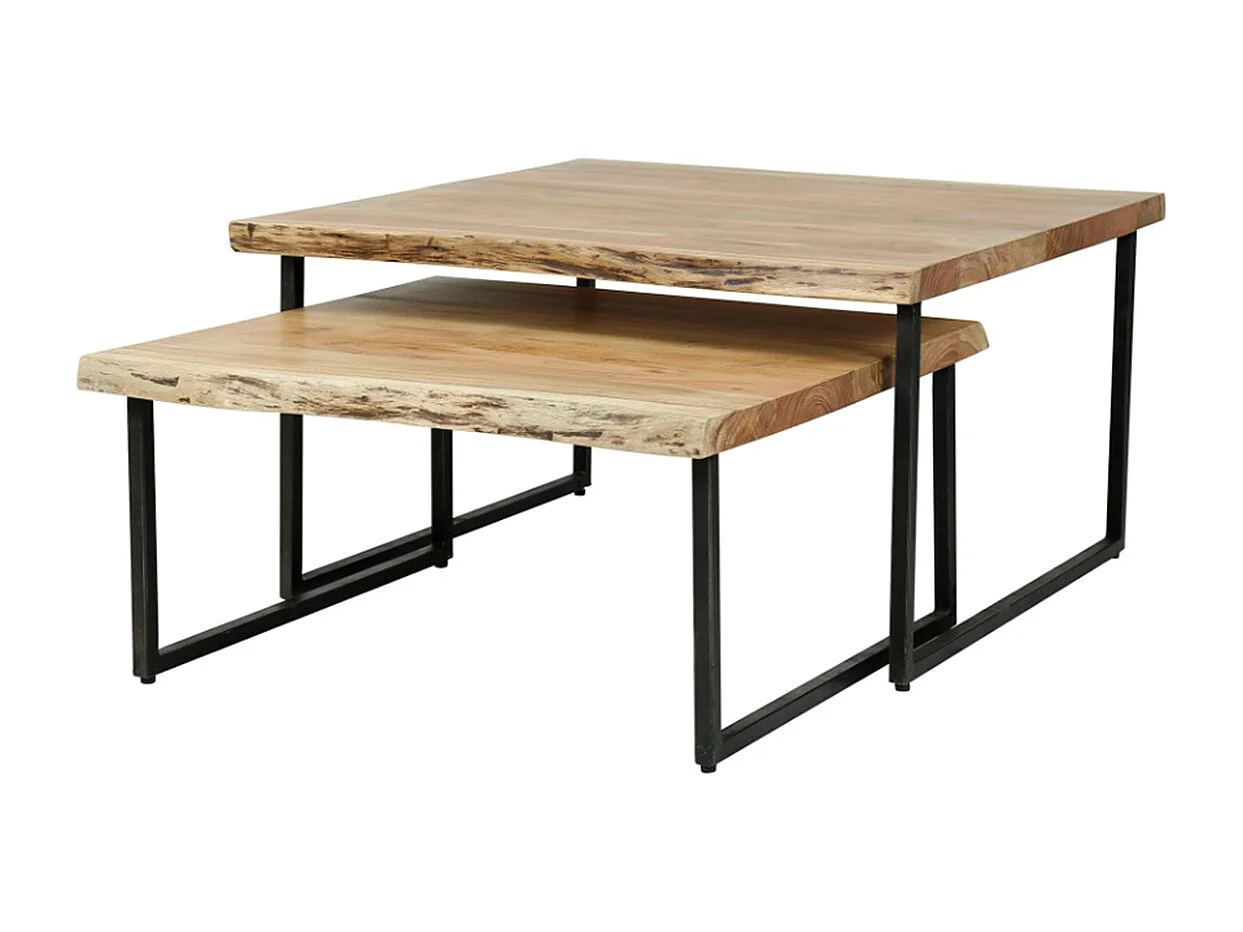 Stel in - Bruin Hout - 80 x 80 cm - AMARLA