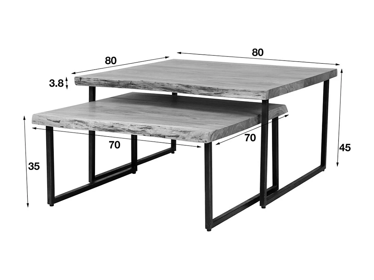 Stel in - Bruin Hout - 80 x 80 cm - AMARLA