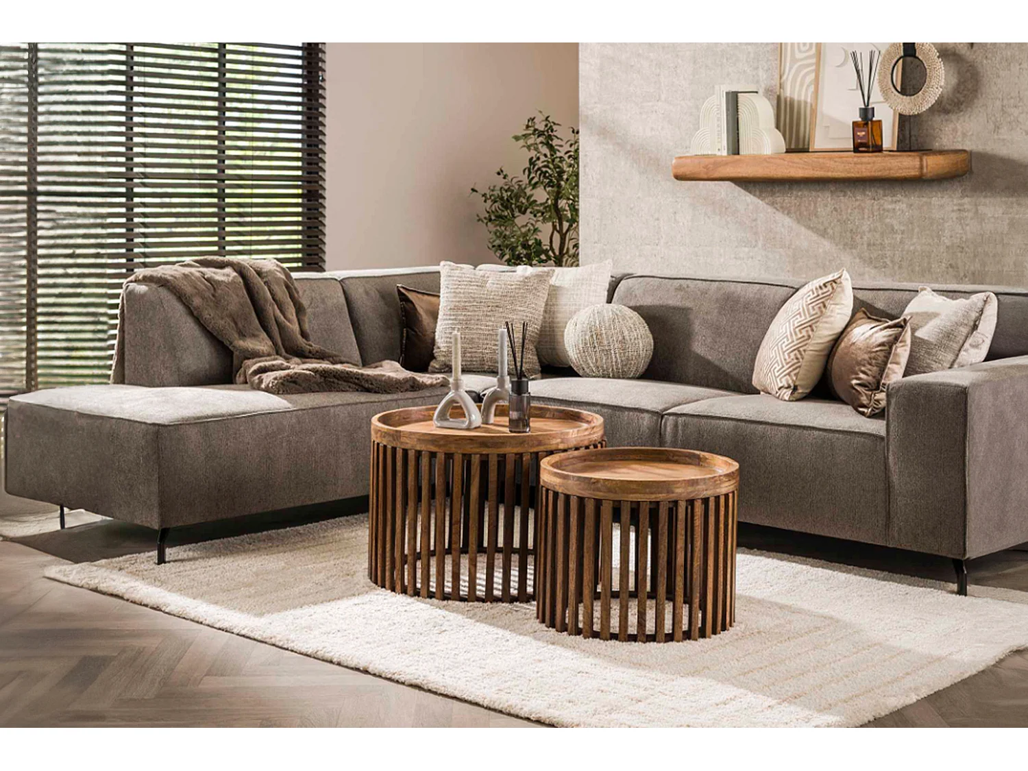 Set - Braun Holz - 65 x 65 cm - LANI